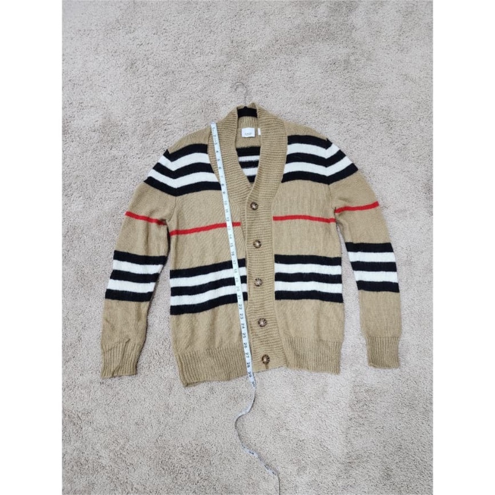Authentic Burberry Women's Striped V-Neck Button Cardigan Mohair Blend - Picture 4 of 12